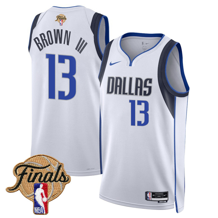 Greg Brown III 13 Dallas Mavericks 2024 FINALS PATCH Swingman Association Editio White NBA Jersey Men's