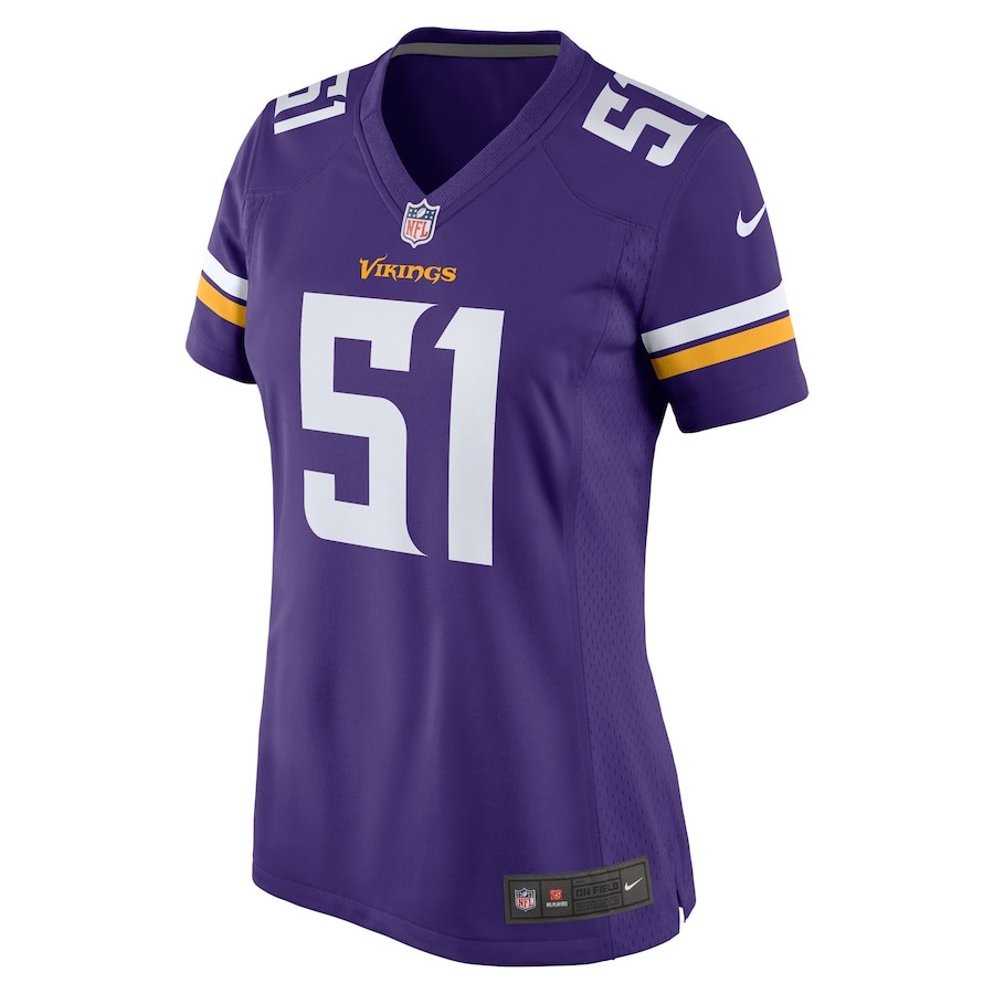 Blake Cashman 51 Minnesota Vikings Team Game Purple NFL Jersey Women's