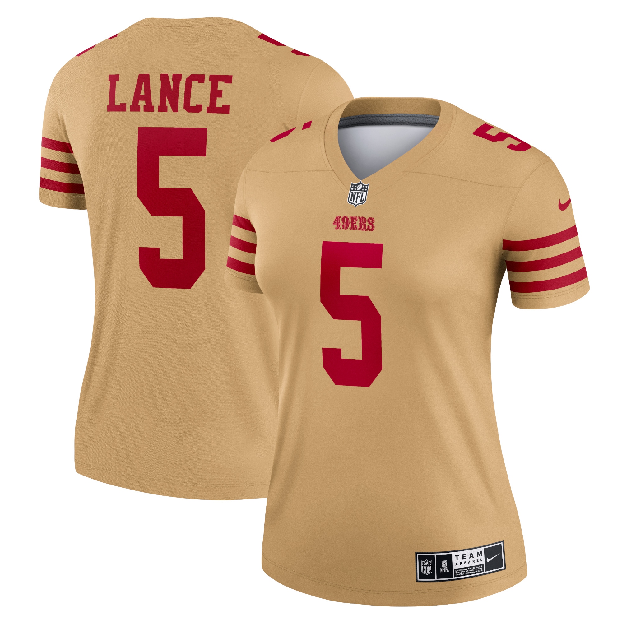 San Francisco 49ers Trey Lance Gold Inverted Legend Player Performance Top NFL Jersey Women's