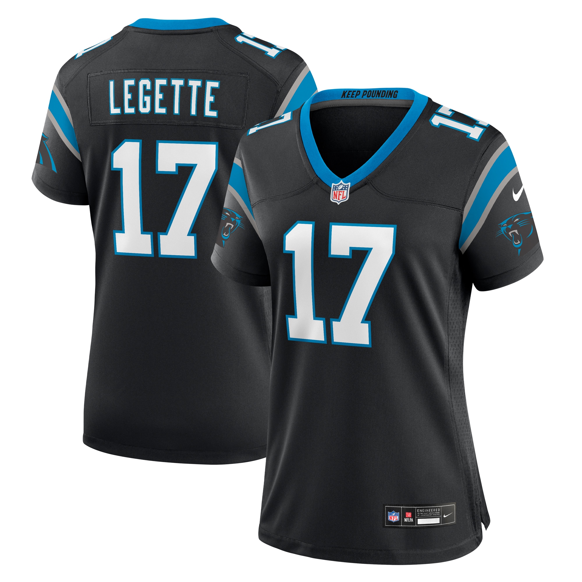Carolina Panthers Xavier Legette Black Game NFL Jersey Women's