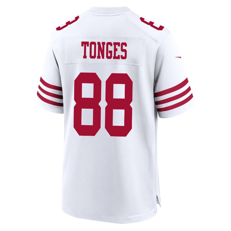 Jake Tonges 88 San Francisco 49ers Super Bowl LVIII Patch Game White NFL Jersey Men's