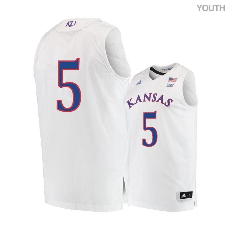 5 Elijah Elliot White Kansas Jayhawks NCAA Jersey Youth