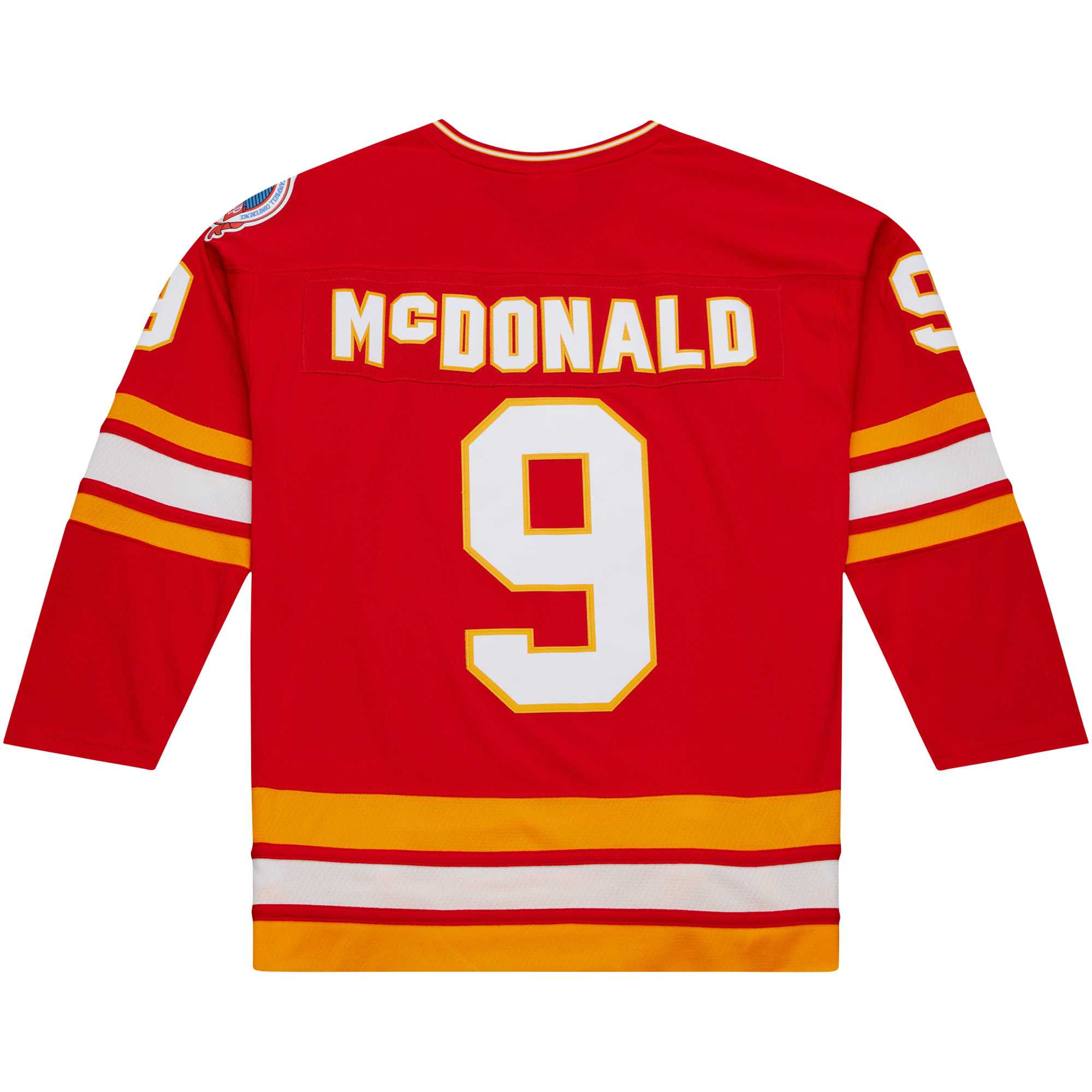 Calgary Flames Lanny McDonald Mitchell Ness Red Captain Patch 1988/89 Blue Line Player NHL Jersey Men's