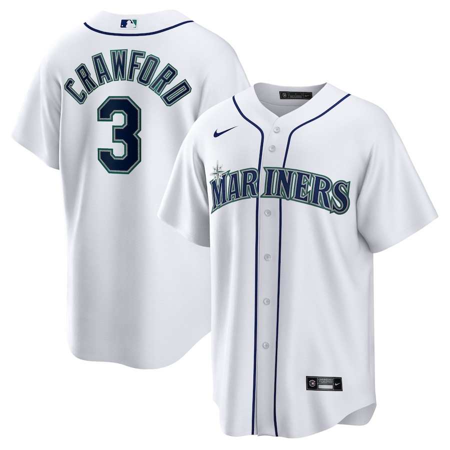 JP Crawford 3 Seattle Mariners Home White MLB Jersey Men's