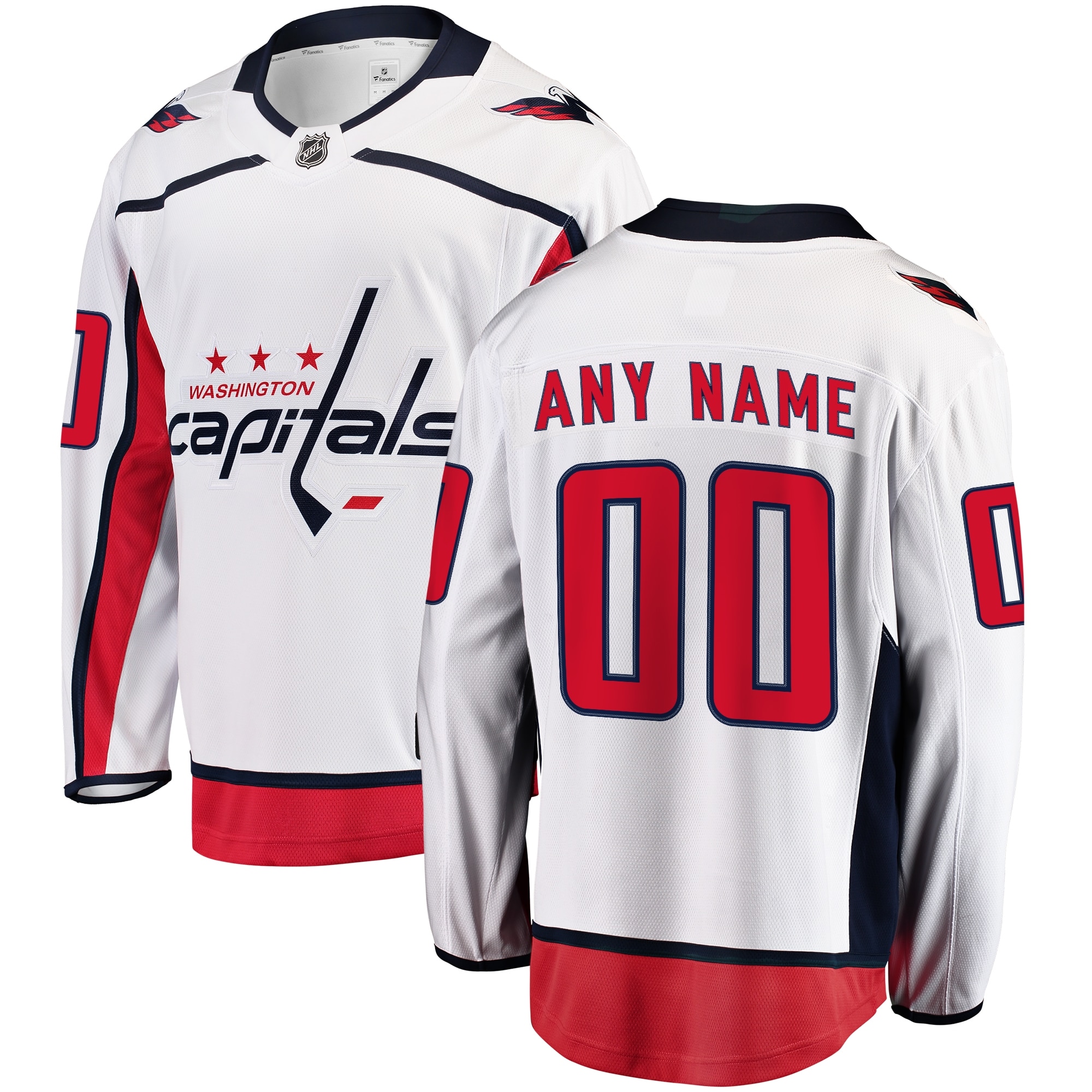 Washington Capitals White Away Breakaway Custom NHL Jersey Men's