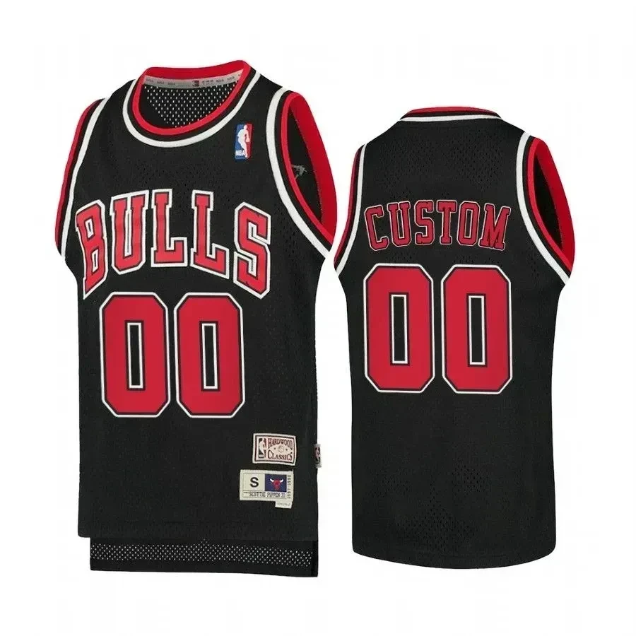 Custom Chicago Bulls Hardwood Classics Black NBA Jersey Youth
