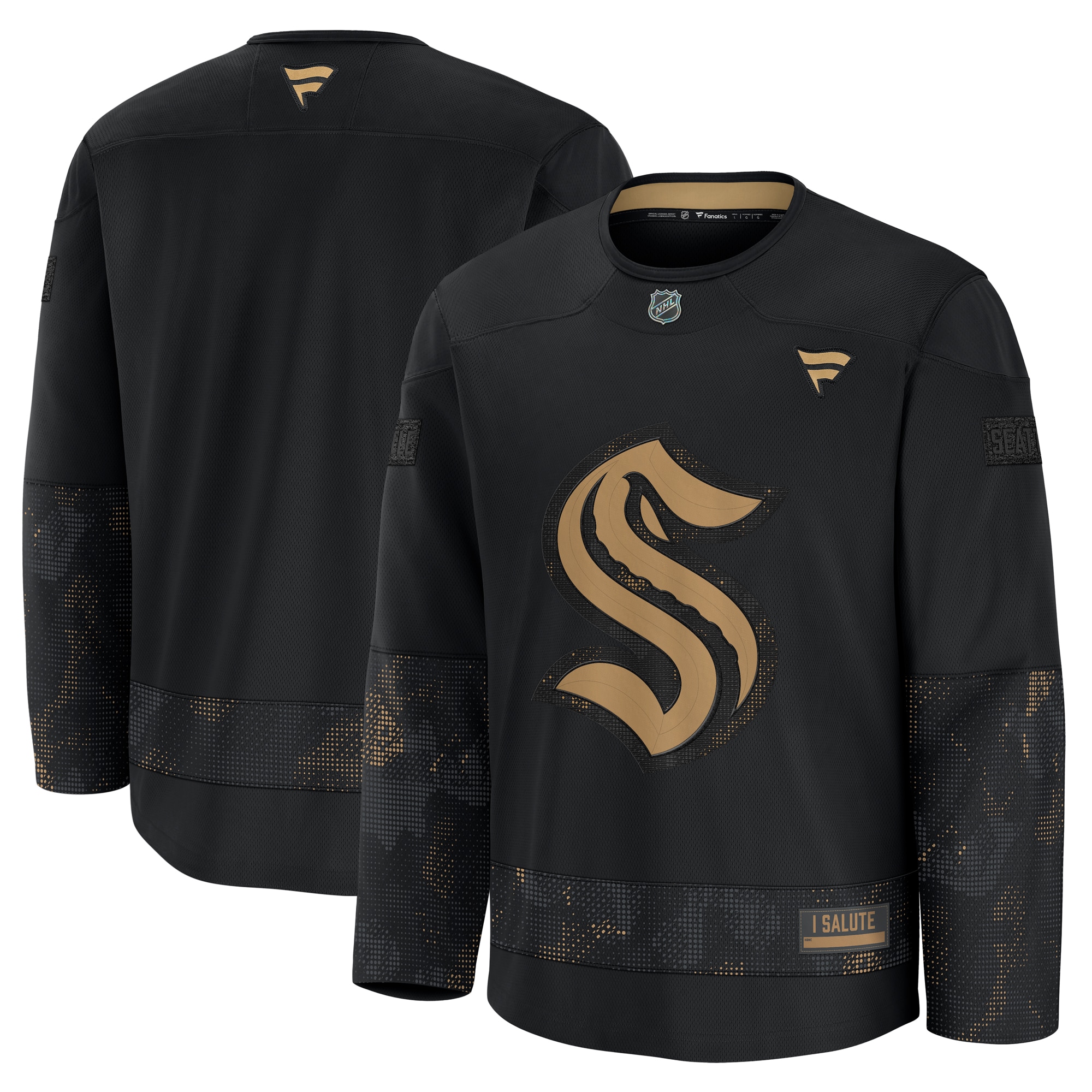 Seattle Kraken Black 2024 Military Appreciation Practice NHL Jersey Men's