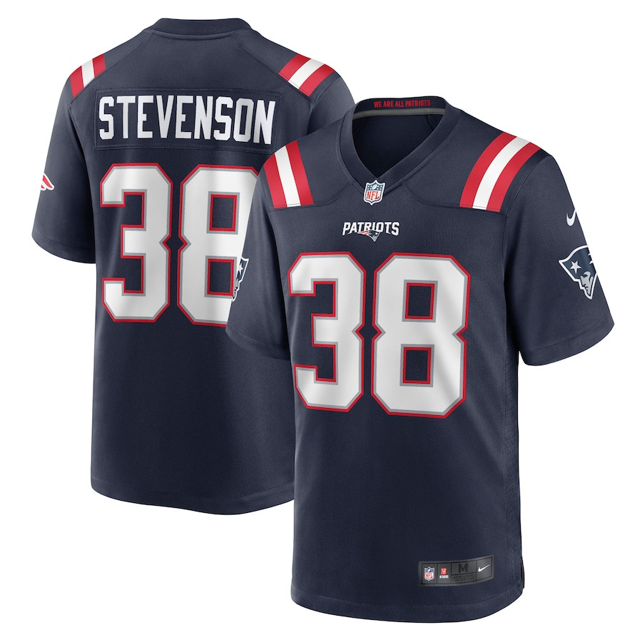 Rhamondre Stevenson 38 New England Patriots Game Navy NFL Jersey Men's