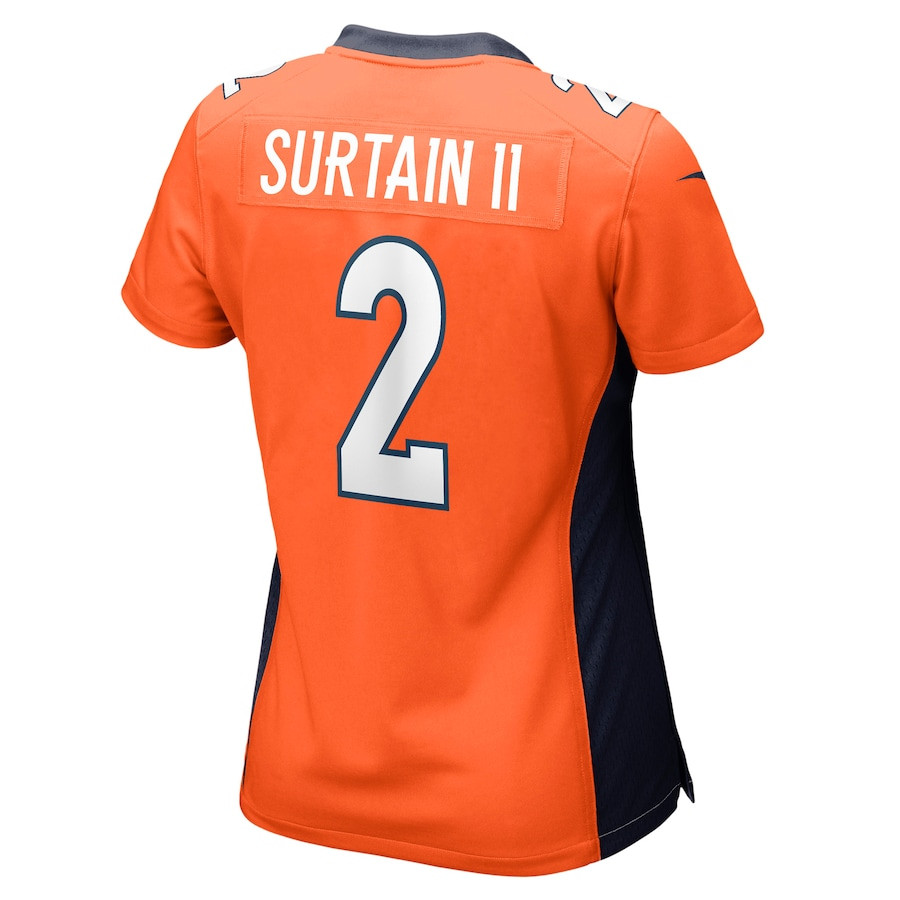 Patrick Surtain II 2 Denver Broncos Game Orange NFL Jersey Women's