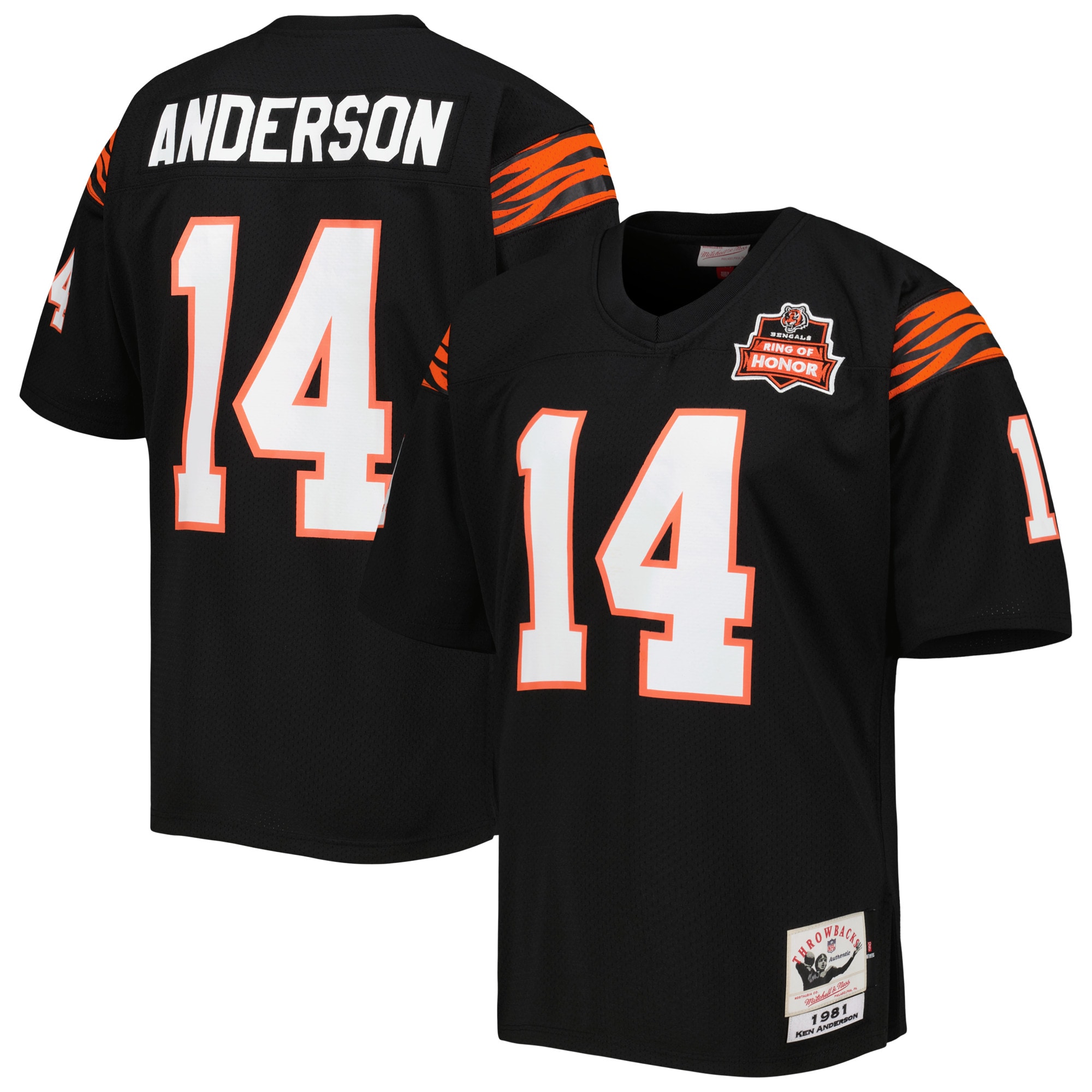 Cincinnati Bengals 1981 Ken Anderson Mitchell Ness Black Throwback Retired Player NFL Jersey Men's