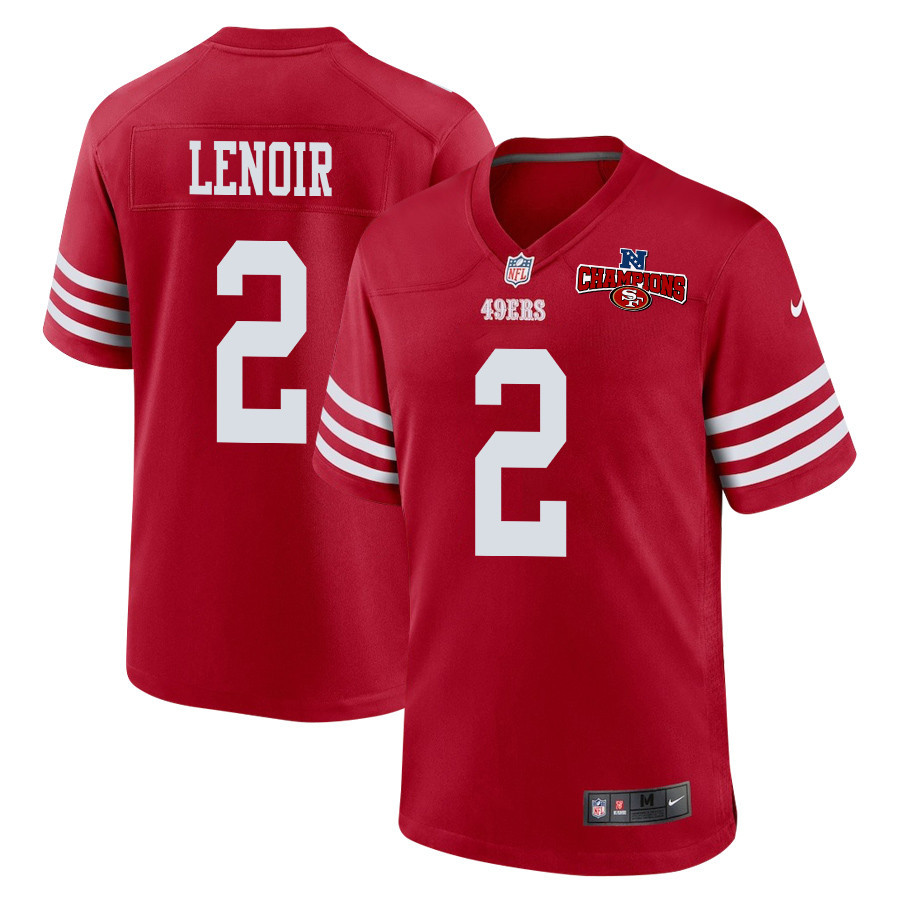 Deommodore Lenoir 2 San Francisco 49ers NFC Champions Patch Game Scarlet NFL Jersey Men's