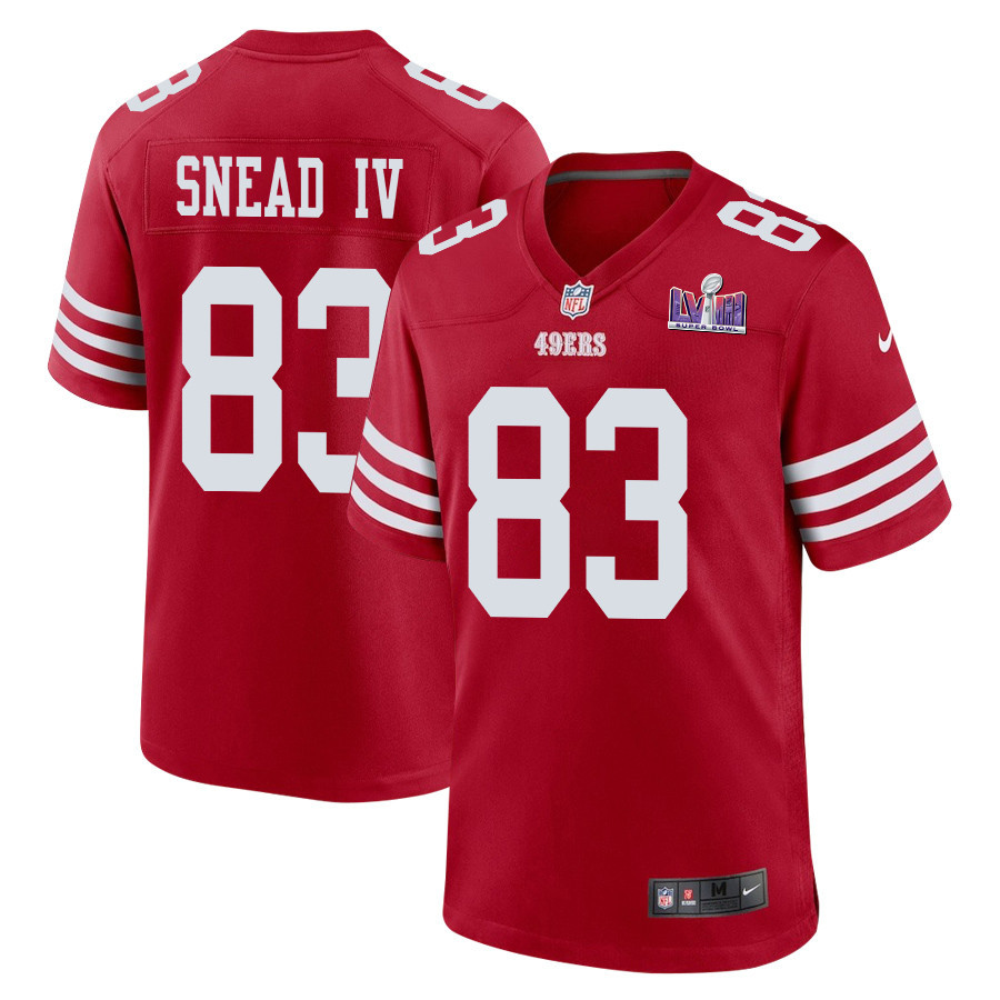 Willie Snead IV 83 San Francisco 49ers Super Bowl LVIII Patch Game Scarlet NFL Jersey Men's