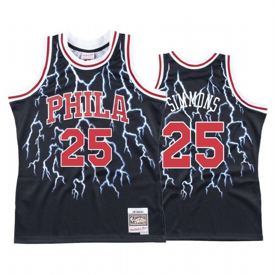 Philadelphia 76ers Ben Simmons 25 Hardwood Classics Lightning NBA Jersey Men's