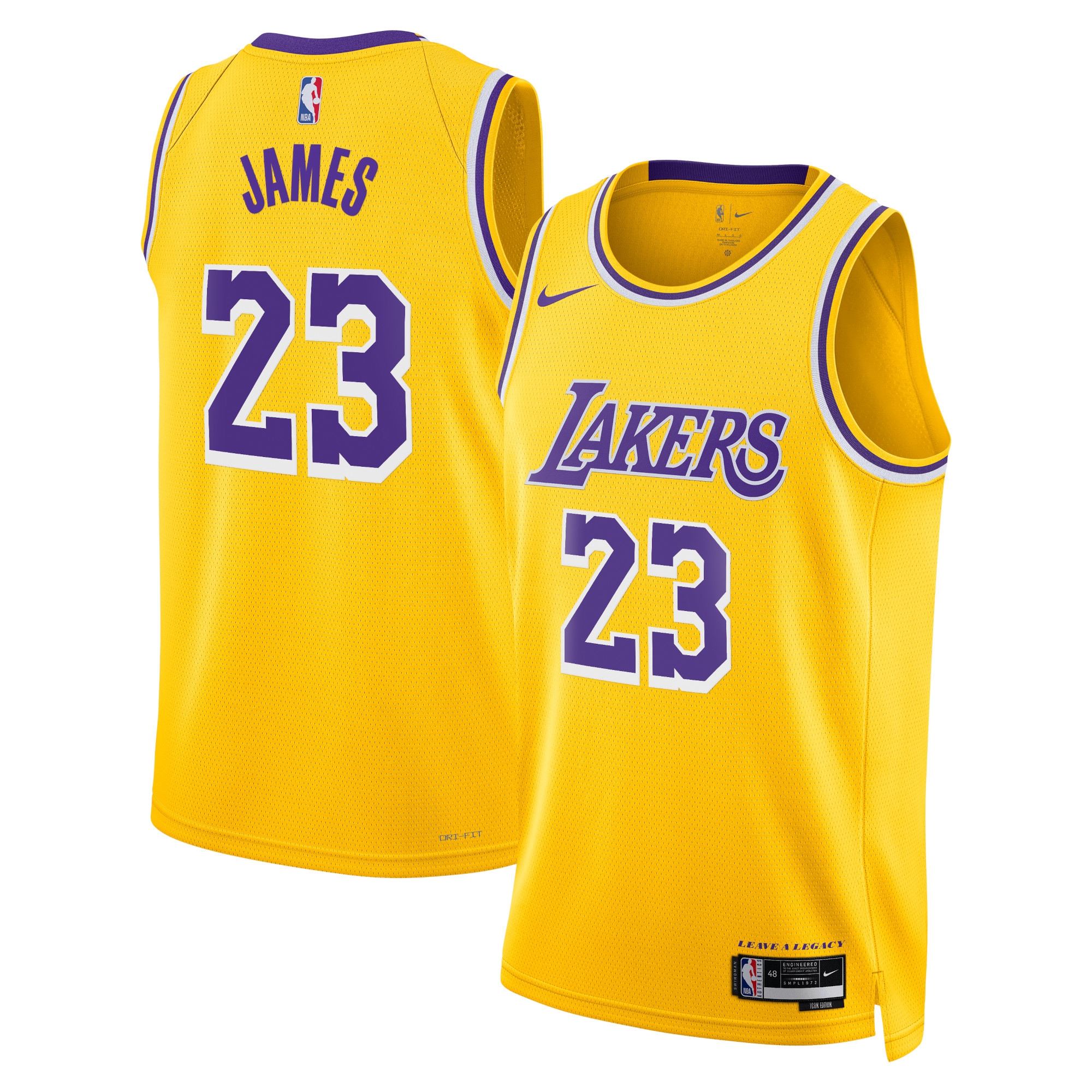 Los Angeles Lakers Icon Edition Swingman Gold Lebron Jame Unisex NBA Jersey Unisex