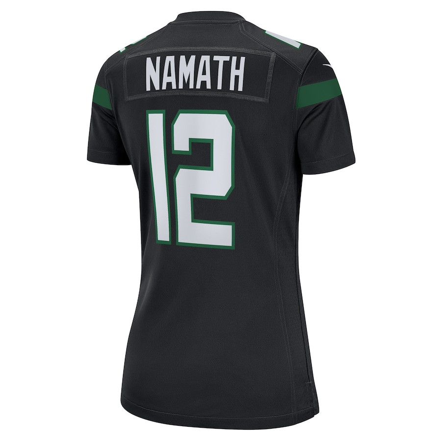 Joe Namath 12 New York Jets Retired Black NFL Jersey Women's