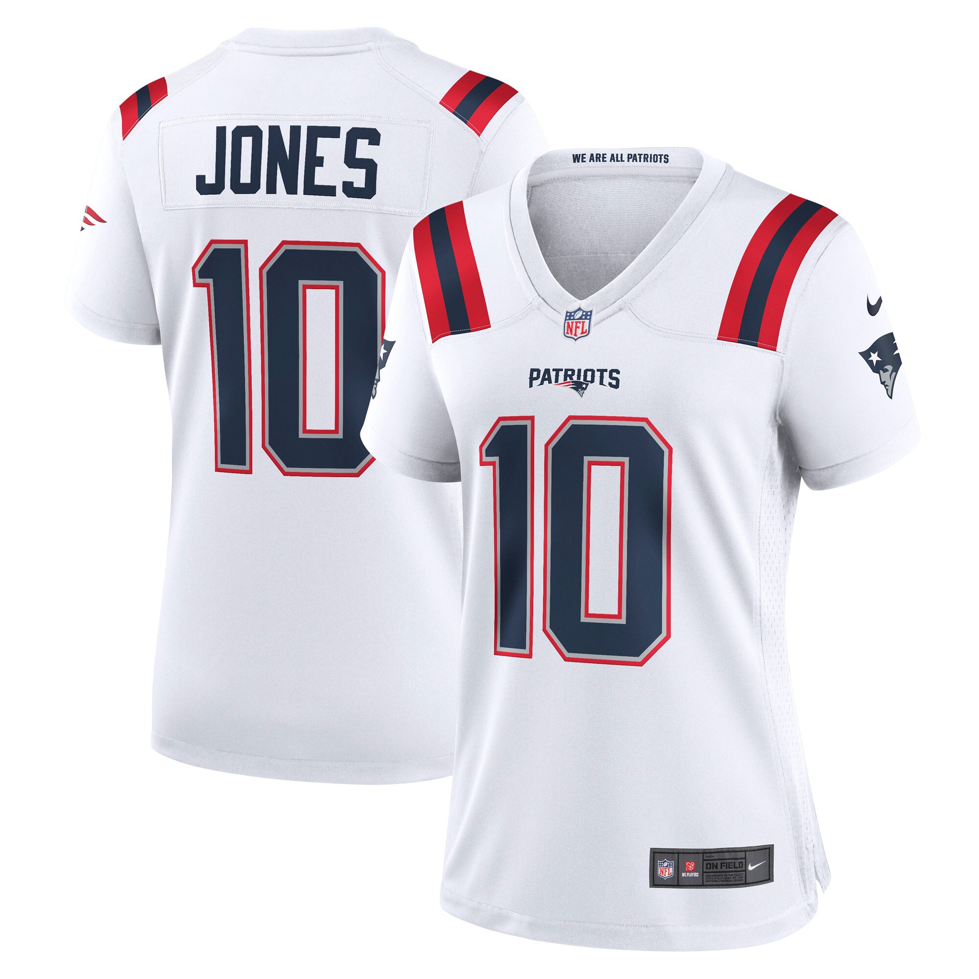 New England Patriots Mac Jones White Player NFL Jersey Women's