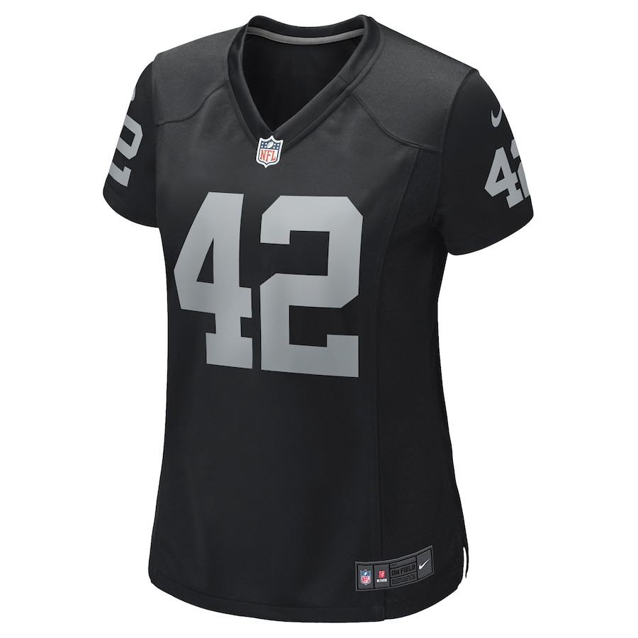 Ronnie Lott 42 Las Vegas Raiders Game Retired Black NFL Jersey Women's