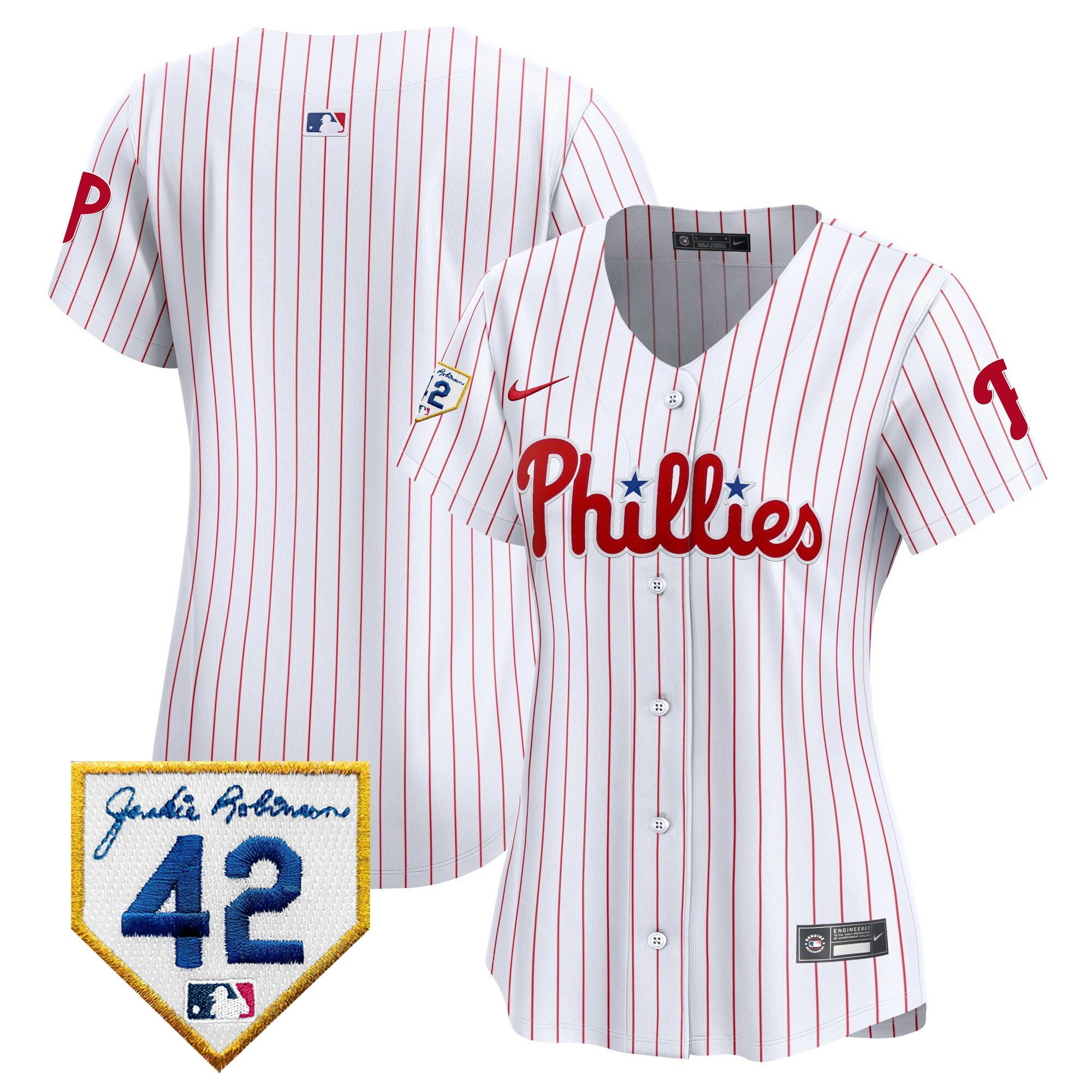 Philadelphia Phillies 2024 Jackie Robinson Patch White MLB Jersey Women's