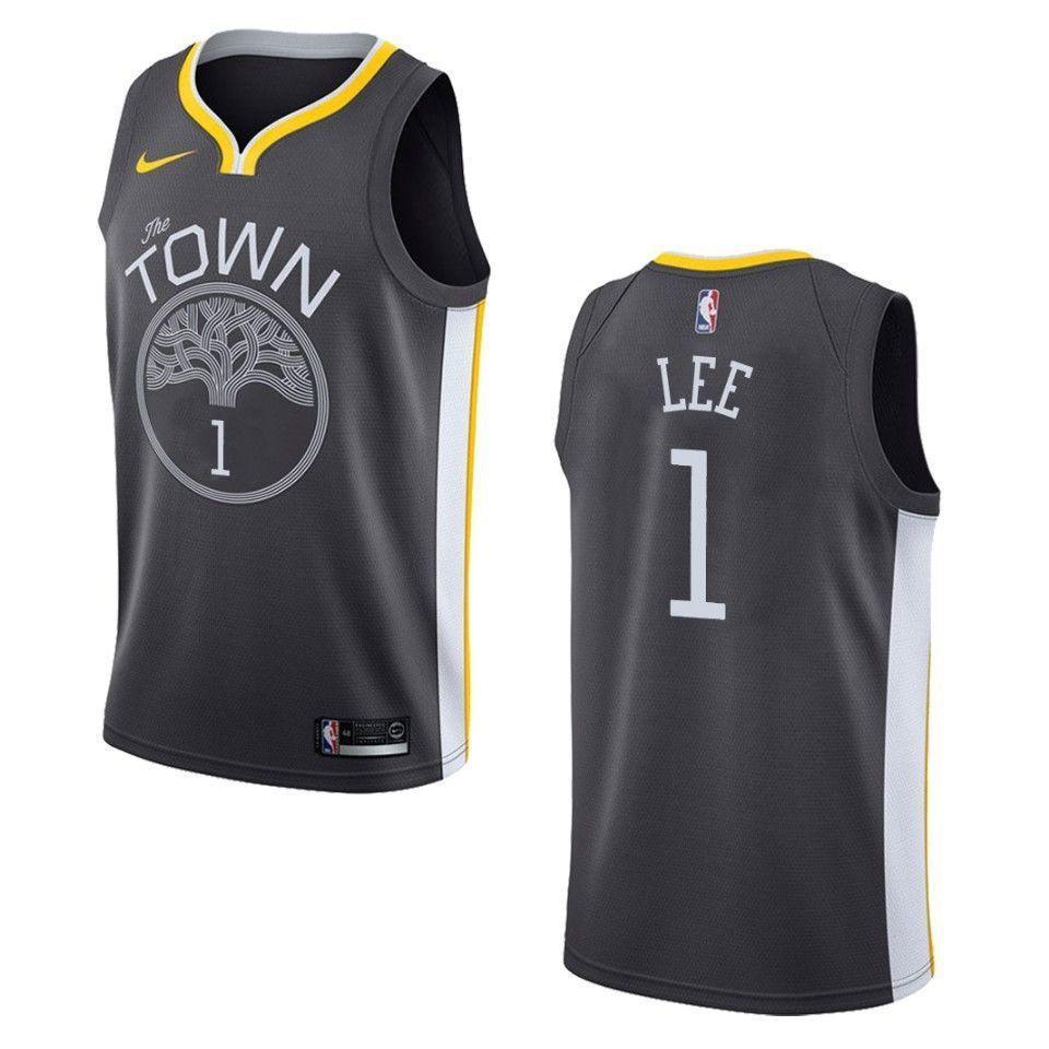 Golden State Warriors 1 Damion Lee Statement Swingman Black NBA Jersey Men's