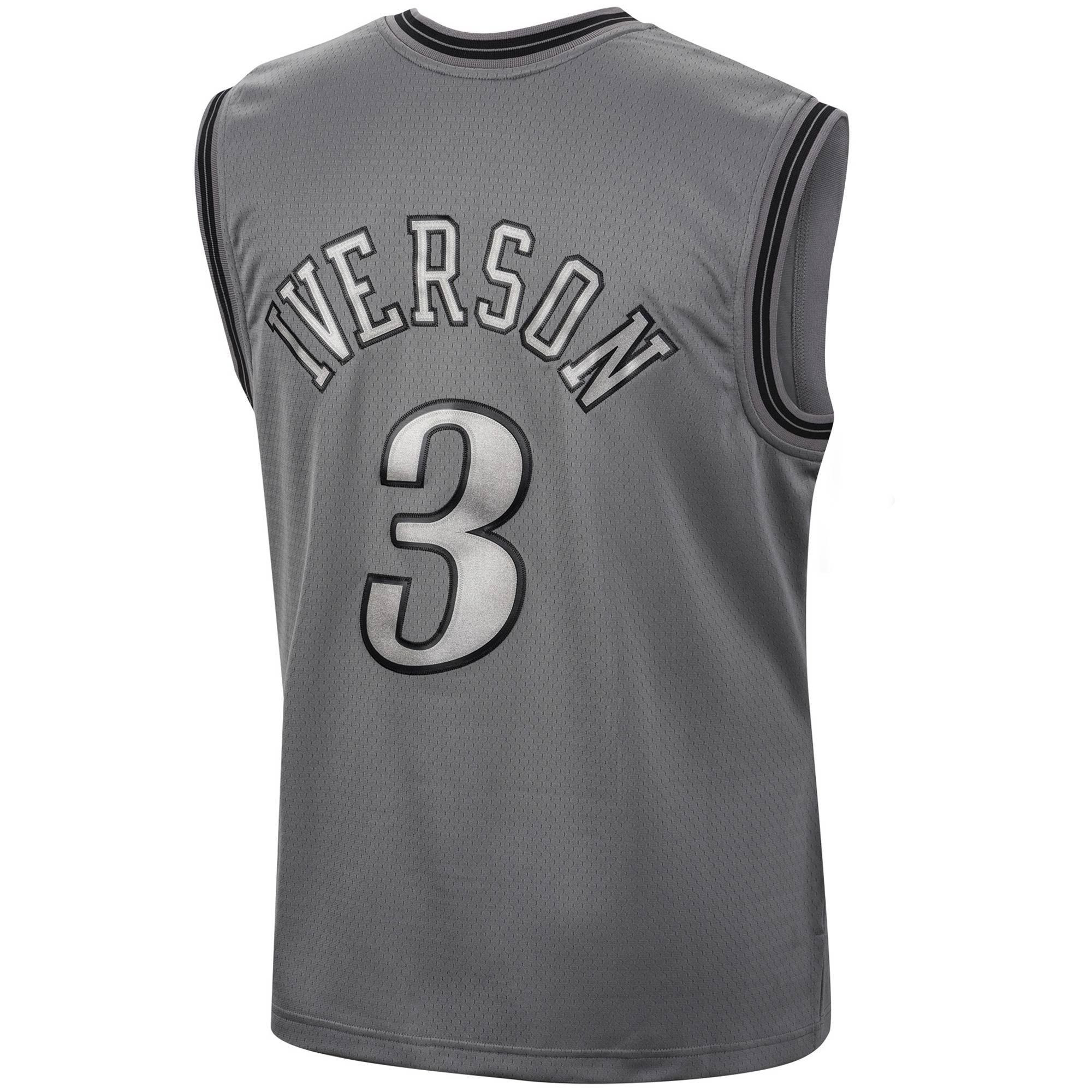 Allen Iverson Philadelphia 76ers Mitchell Ness Hardwood Classics Retired Player 2000/01 Metal Works Swingman ??Charcoal NBA Jersey Men's