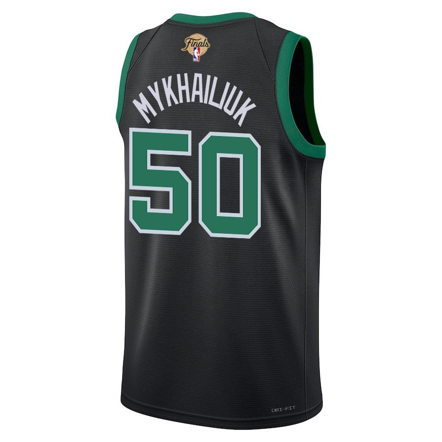 Svi Mykhailiuk 50 Boston Celtics 2024 FINALS PATCH Swingman Statement Edition Black NBA Jersey Men's