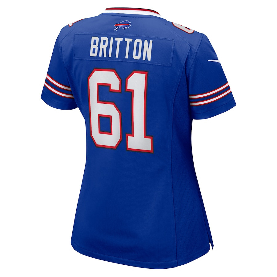 Gunner Britton 61 Buffalo Bills Game Royal NFL Jersey Women's