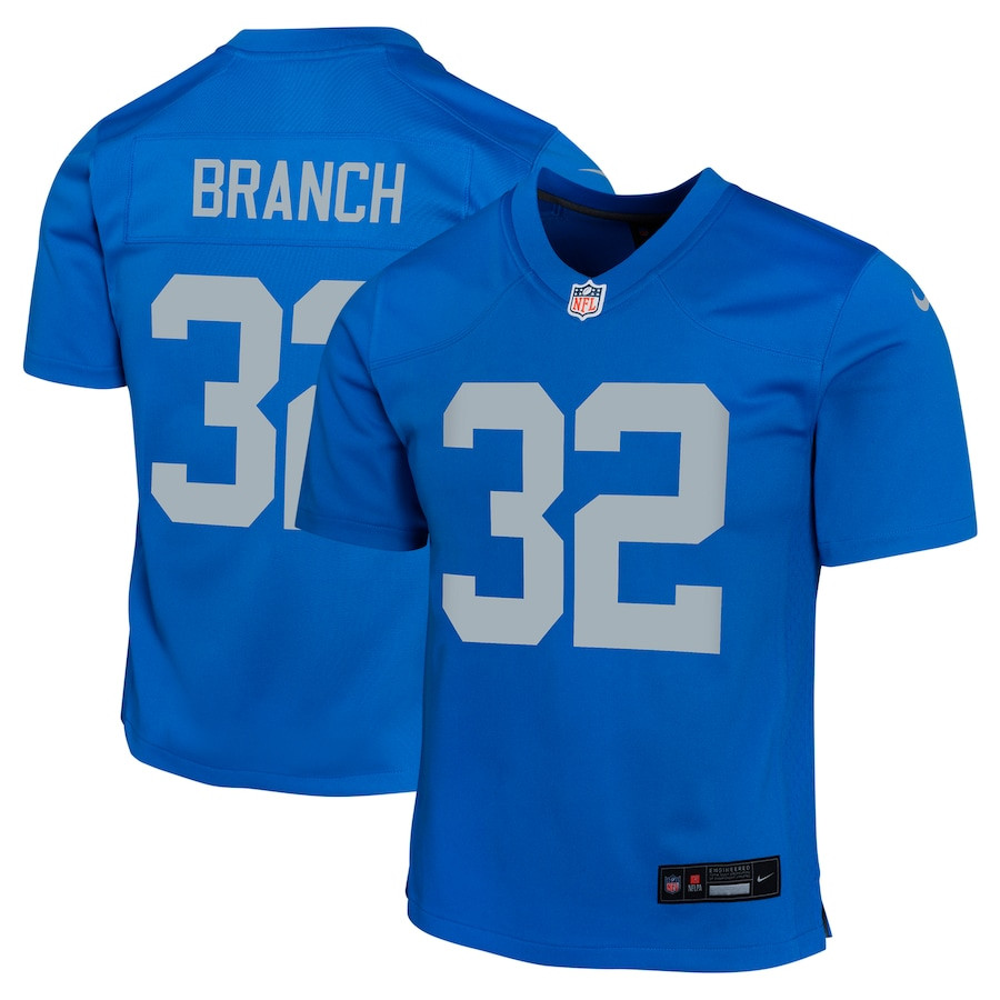 Brian Branch 32 Detroit Lions Alternate Game Blue NFL Jersey Youth