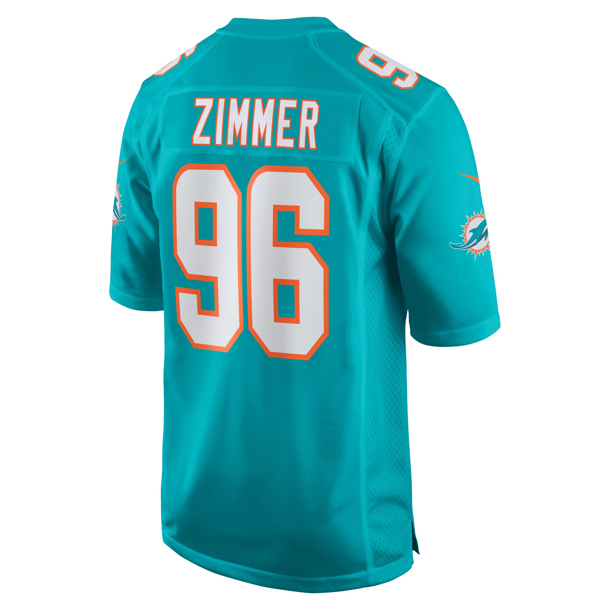 Miami Dolphins Justin Zimmer Aqua Home Game Player NFL Jersey Men's