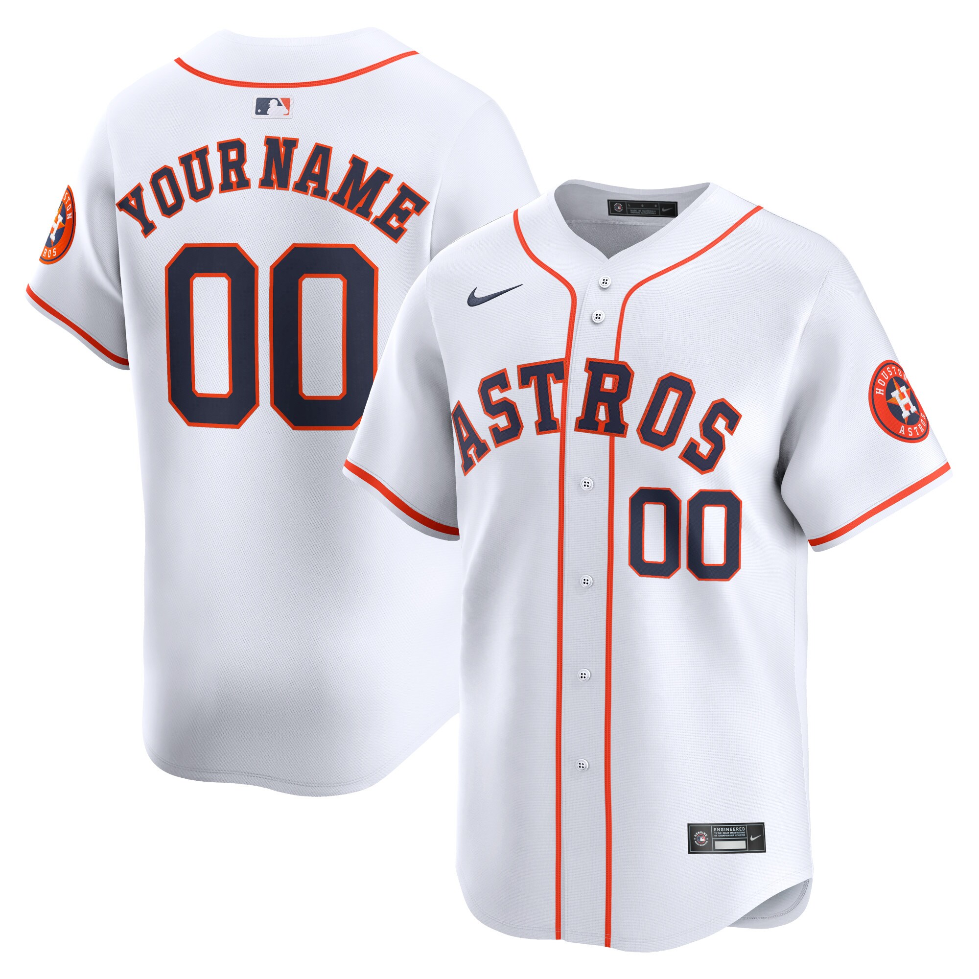 Houston Astros White Home Limited Custom MLB Jersey Youth
