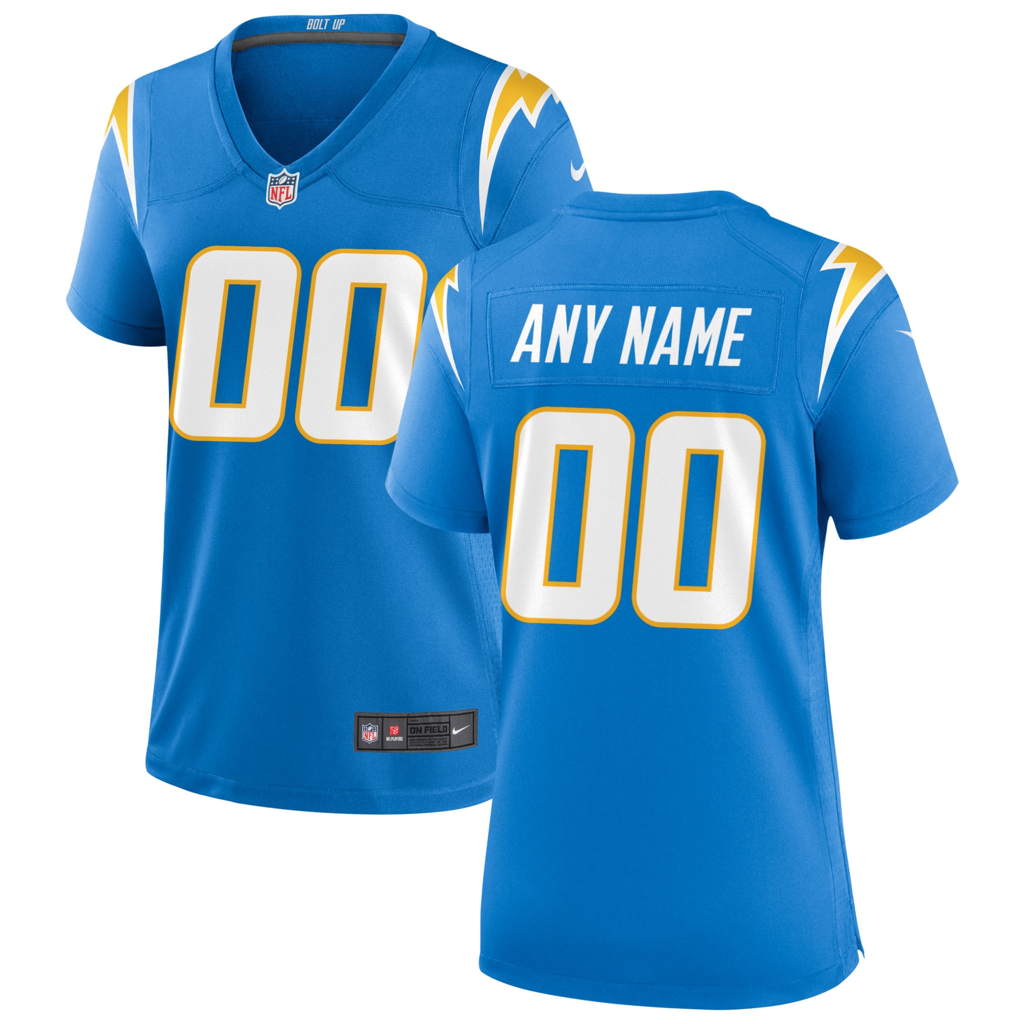 Los Angeles Chargers Powder Blue Custom Game NFL Jersey Women's