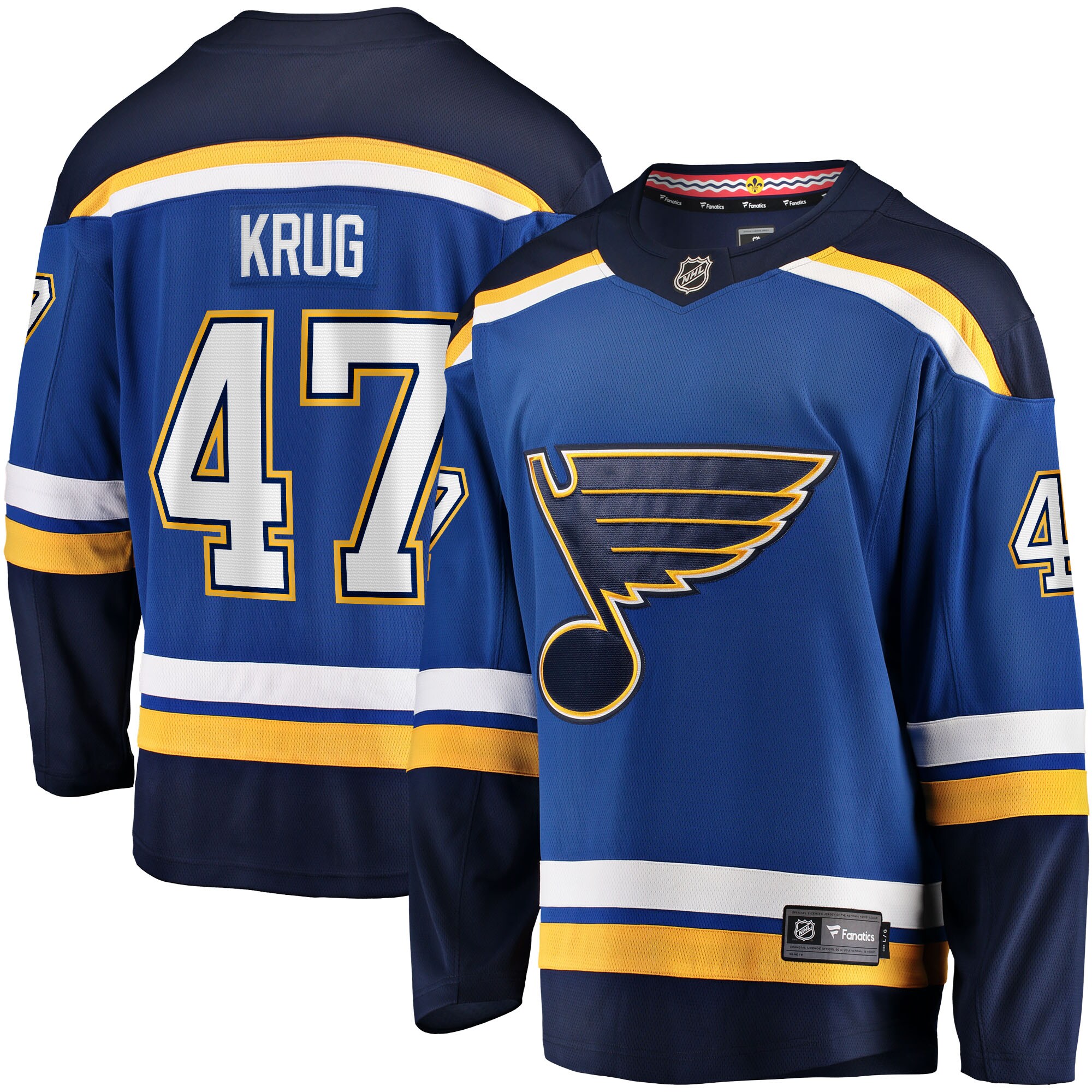 St. Louis Blues Torey Krug Blue Home Breakaway NHL Jersey Men's
