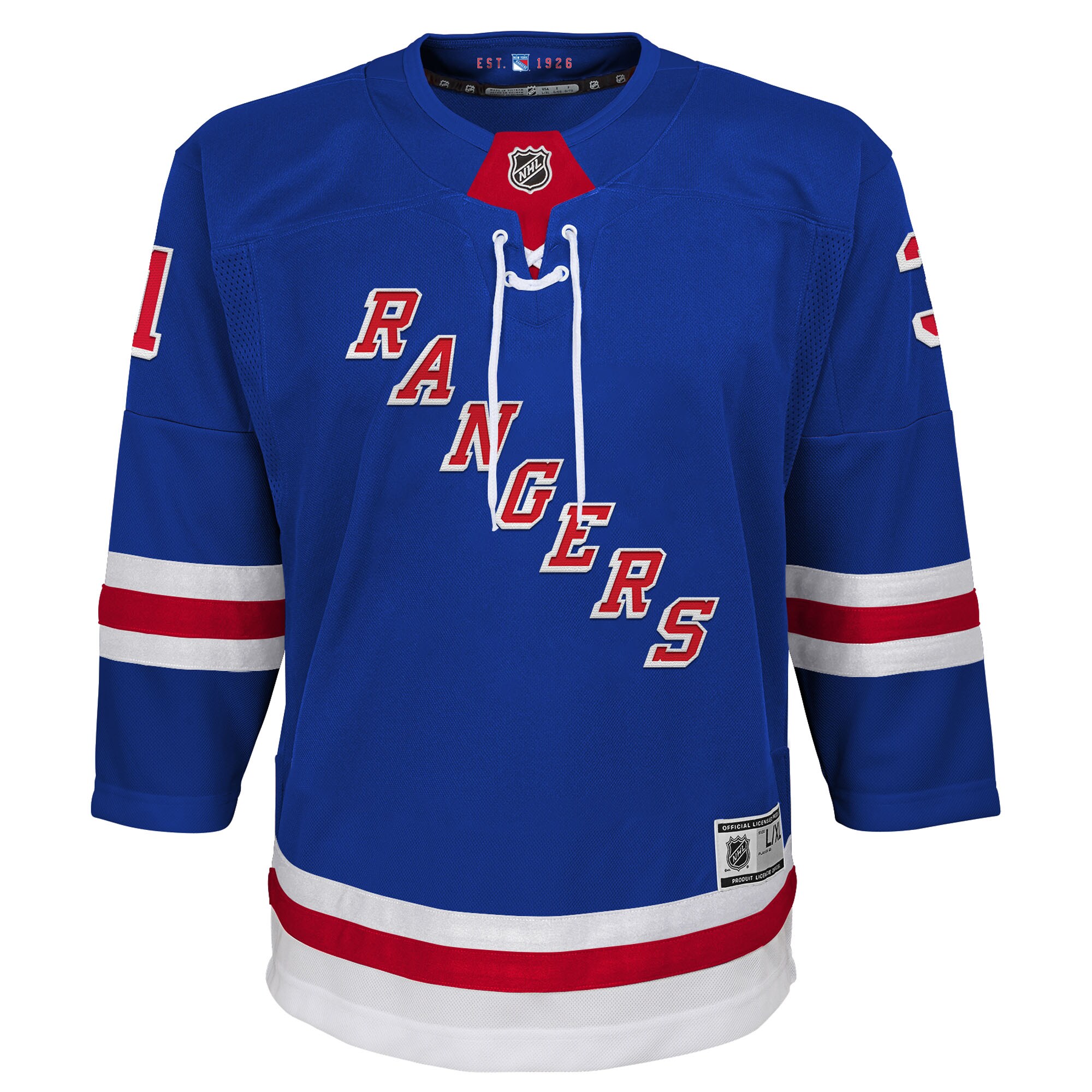 New York Rangers Igor Shesterkin Blue Home Premier Player NHL Jersey Youth