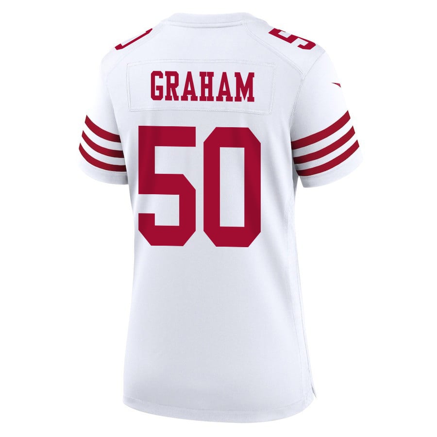 Jalen Graham 50 San Francisco 49ers Super Bowl LVIII Patch Game White NFL Jersey Women's