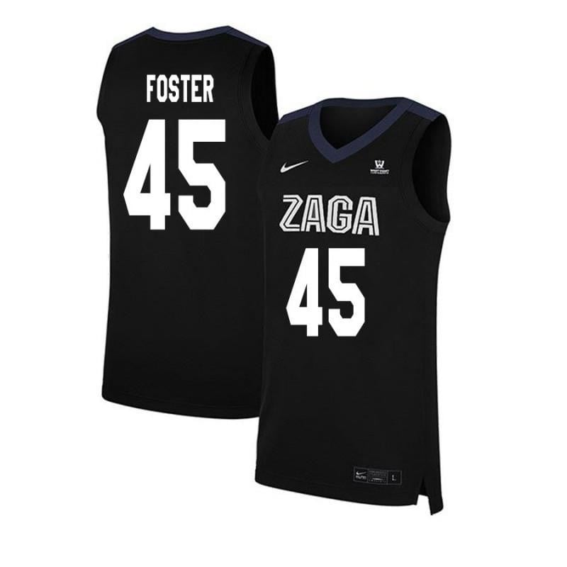 45 Will Foster Black Elite Gonzaga Bulldogs NCAA Jersey Men's