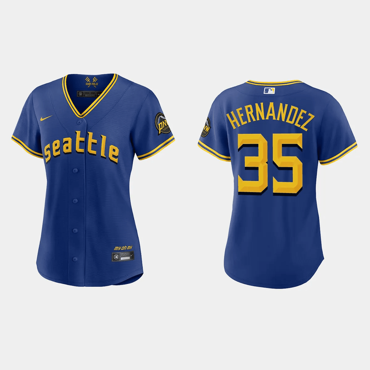 Teoscar Hernandez 35 Seattle Mariners 2023 City Connect Game Royal MLB Jersey Women's
