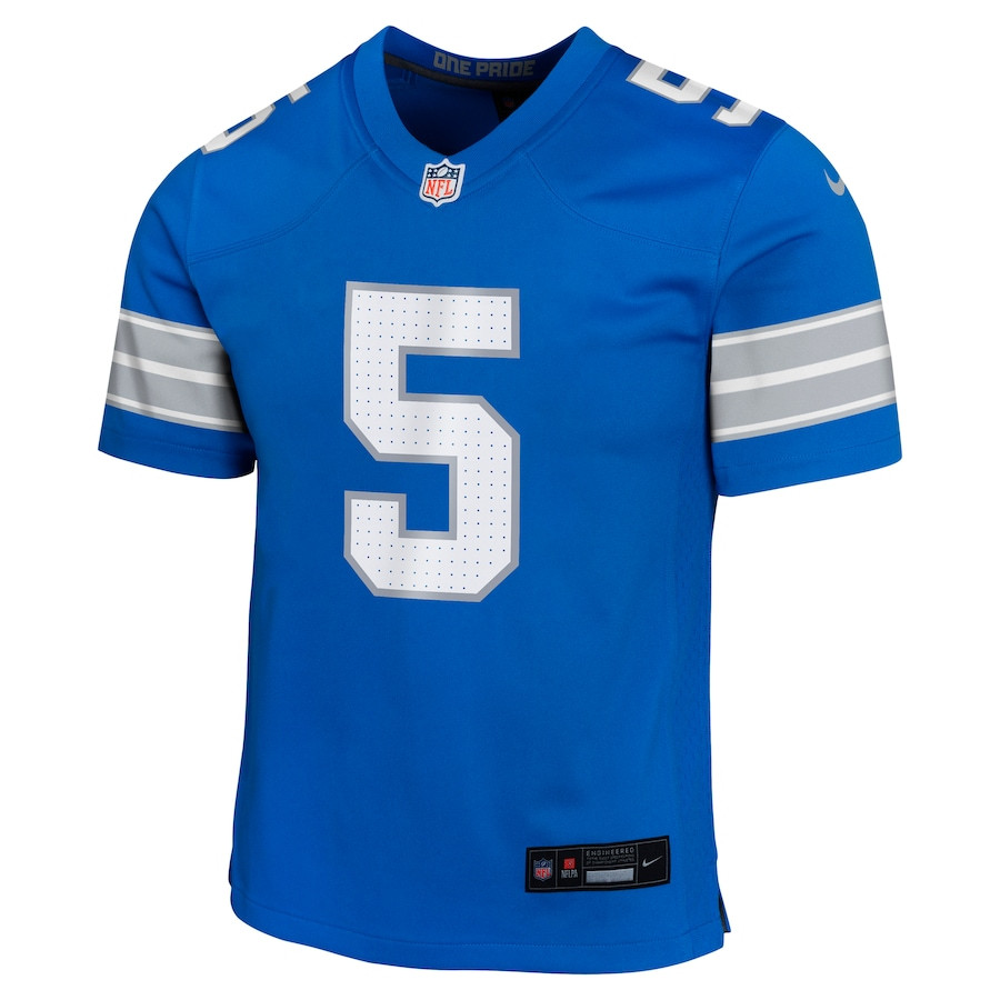 David Montgomery 5 Detroit Lions Team Player Game Blue NFL Jersey Youth