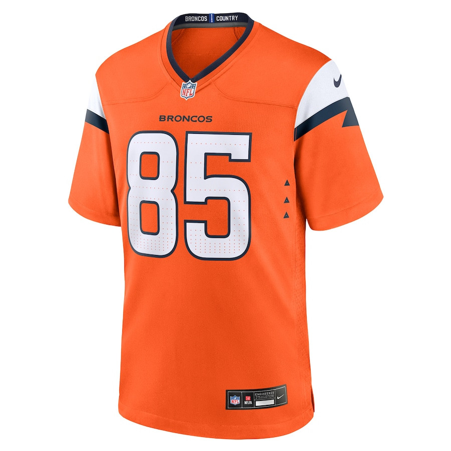 Lucas Krull 85 Denver Broncos Team Game Orange NFL Jersey Men's