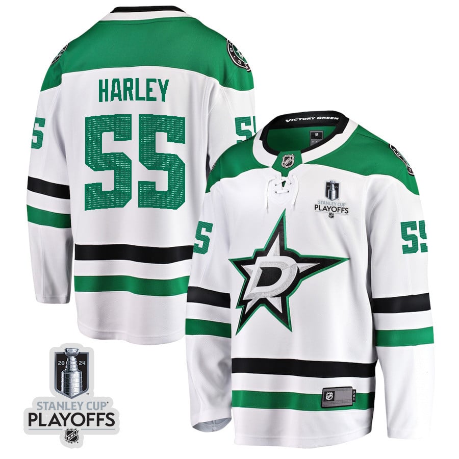 Thomas Harley 55 Dallas Stars 2024 Playoffs Patch Away Breakaway Men NHL Jersey Men's