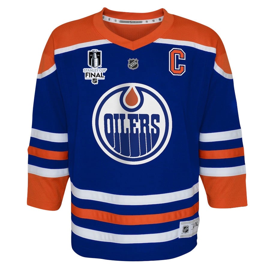 Leon Draisaitl 29 Edmonton Oilers 2024 STANLEY CUP Final Home Royal NHL Jersey Youth