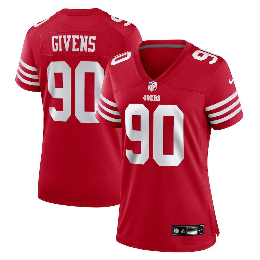 Kevin Givens 90 San Francisco 49ers Game Scarlet NFL Jersey Women's