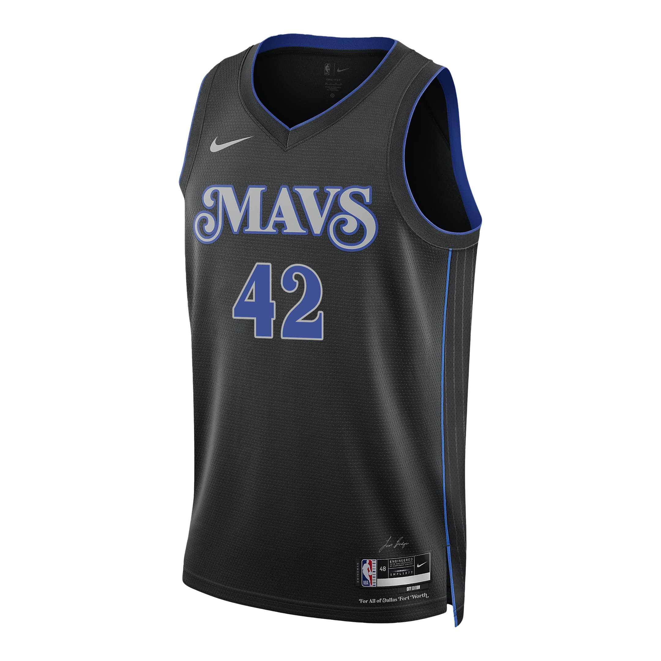 Maxi Kleber 42 Dallas Mavericks 2024 FINALS PATCH Swingman City Edition Black NBA Jersey Men's