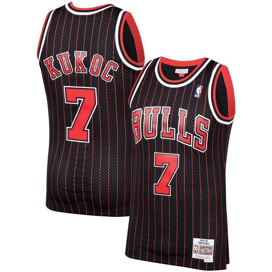 Toni Kukoc Chicago Bulls Mitchell Ness 1995-96 Hardwood Classics Swingman Player Black NBA Jersey Men's