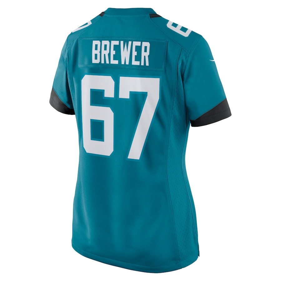 Chandler Brewer 67 Jacksonville Jaguars Game Teal NFL Jersey Women's