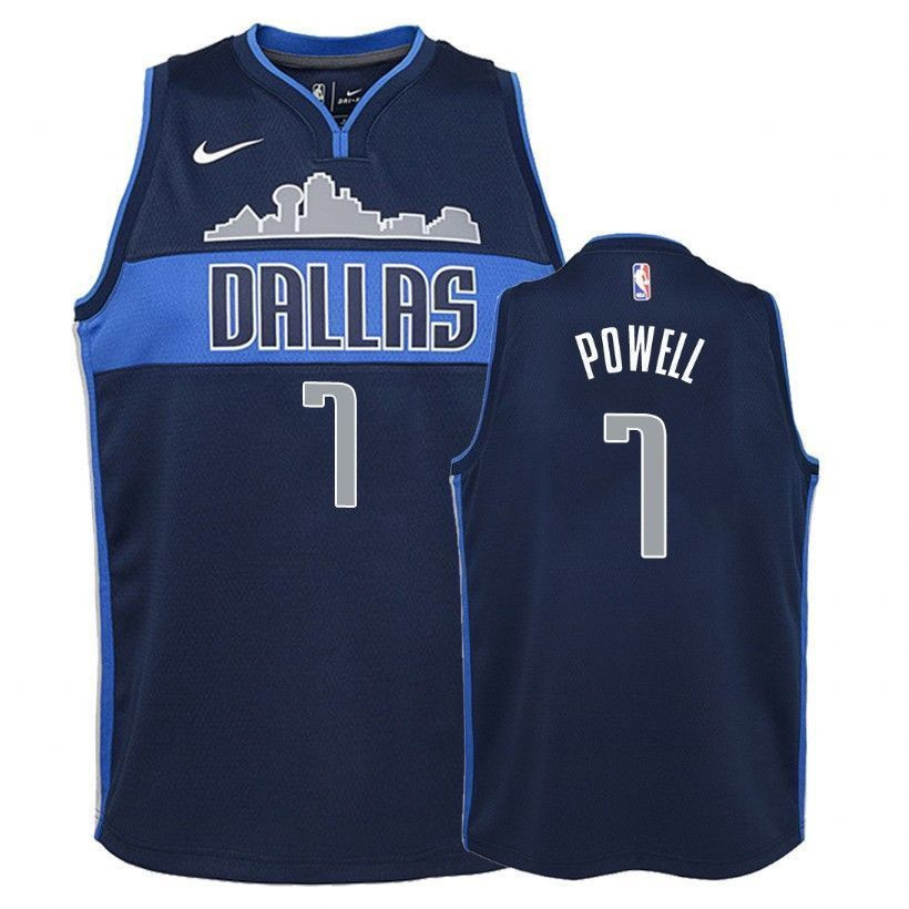 Dallas Mavericks Dwight Powell 7 Statet Navy NBA Jersey Youth