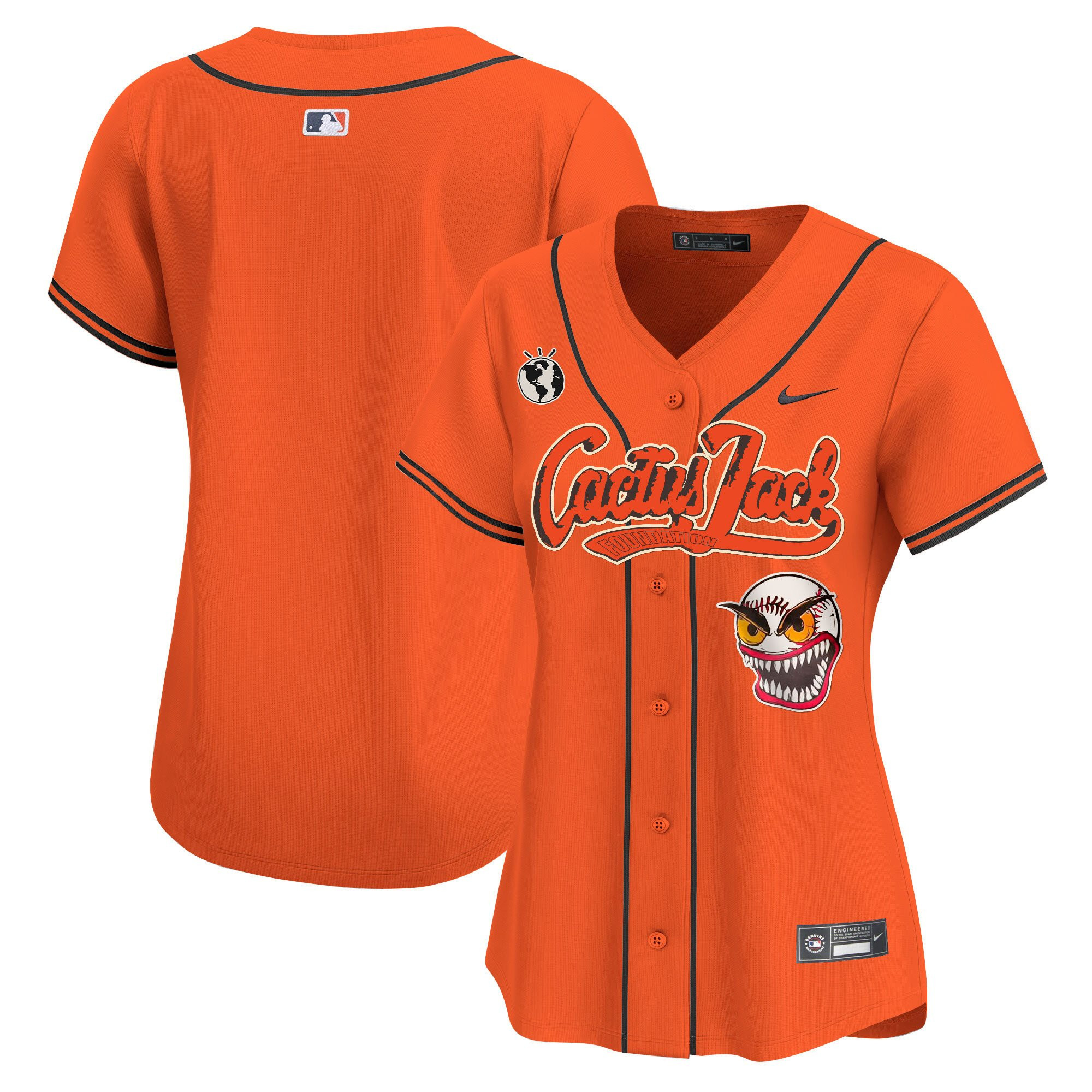 Houston Astros Cactus Jack Patch Orange MLB Jersey Women's