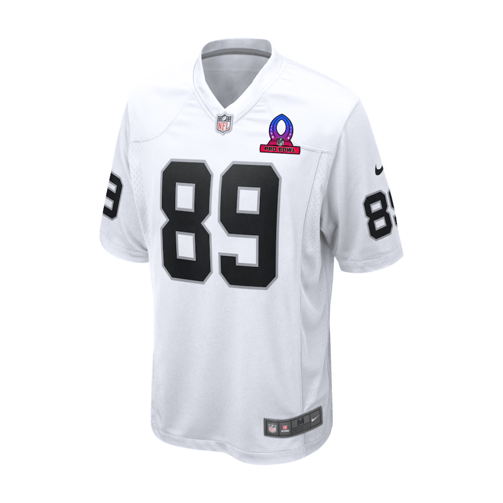 Brock Bowers 89 Las Vegas Raiders 2025 Pro Bowl Patch Game White NFL Jersey Men's