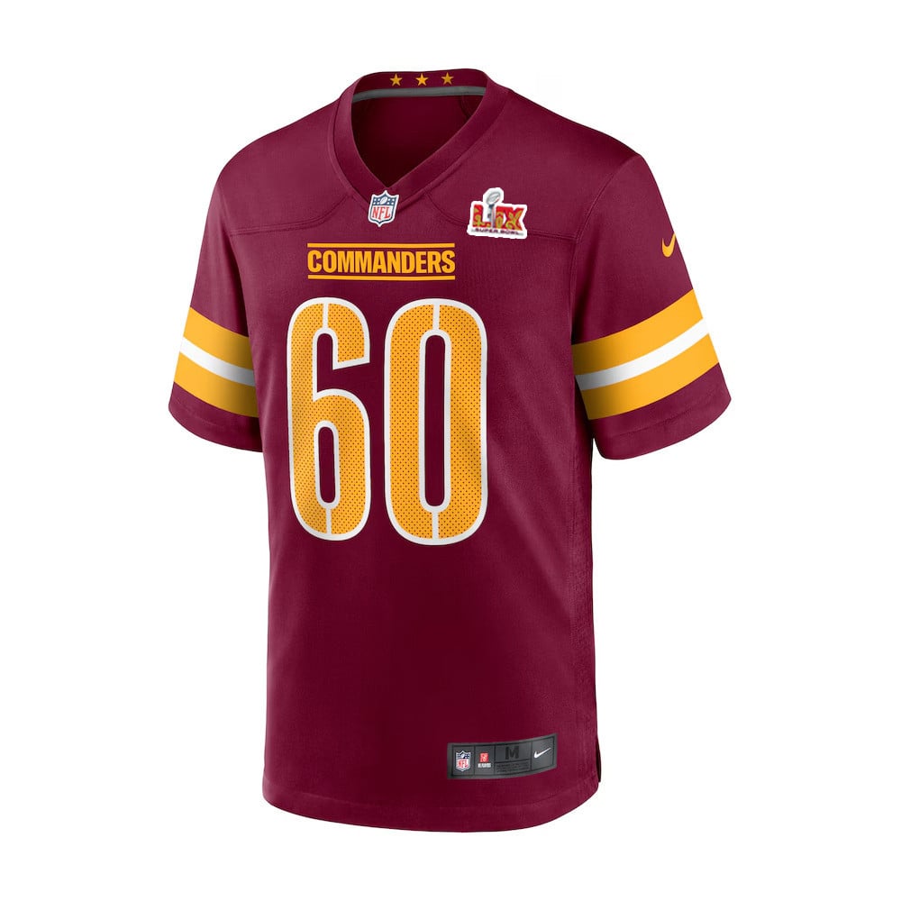 Michael Deiter #60 Washington Commanders Super Bowl LIX Burgundy NFL Jersey Men's