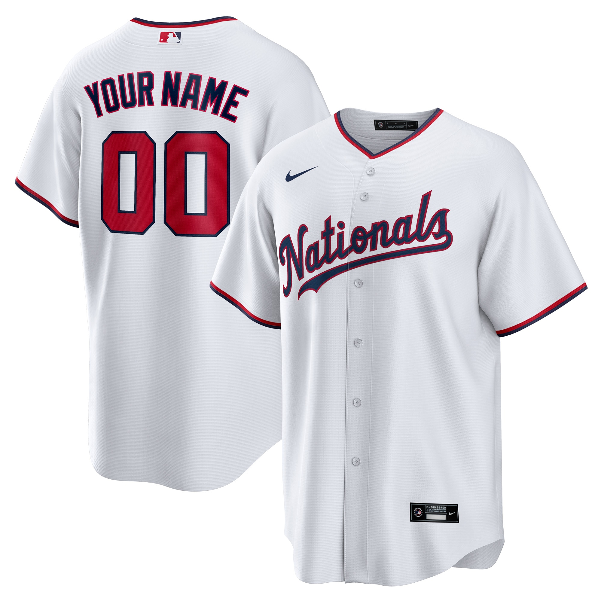 Washington Nationals White Custom MLB Jersey Youth