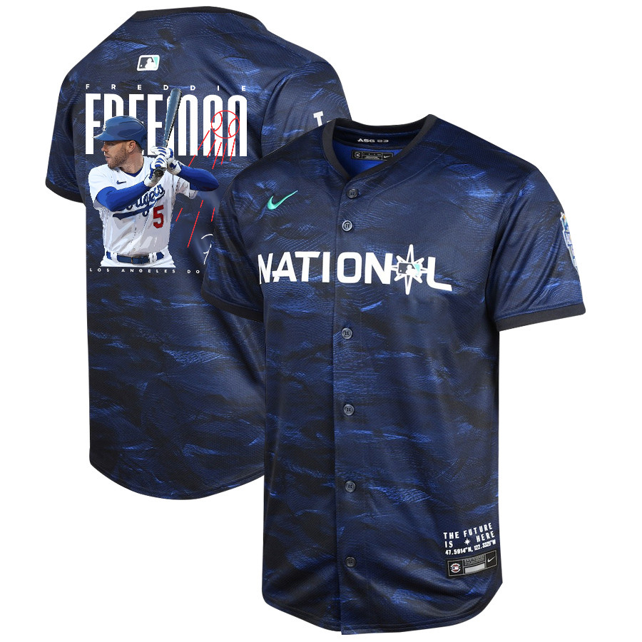 Freddie Freeman 5 Los Angeles Dodgers Signed Logo 2023 All Star Game Limited Player Royal MLB Jersey Youth