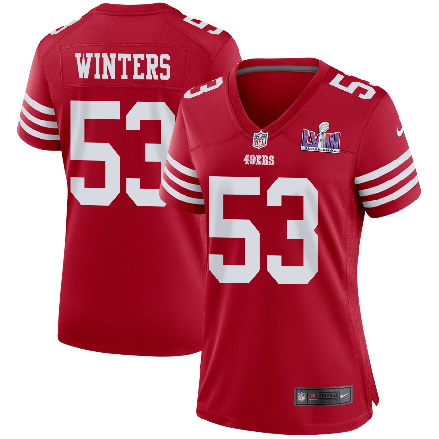 Dee Winters 53 San Francisco 49ers Super Bowl LVIII Patch Game Scarlet NFL Jersey Women's